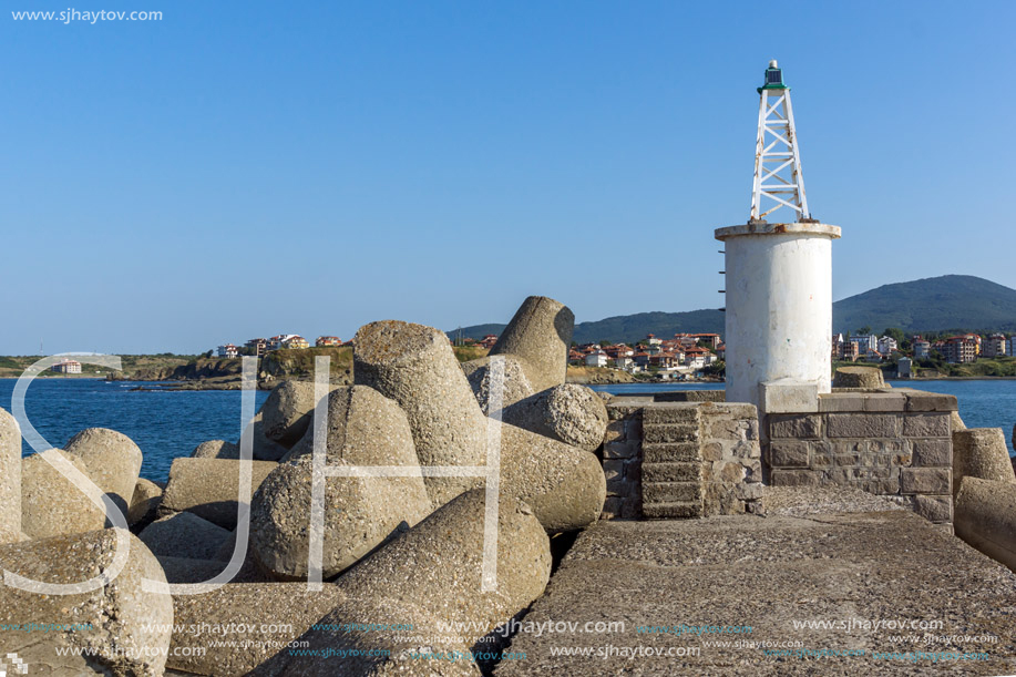 TSAREVO, BULGARIA - JULY 3, 2013: Panorama of the port of town of Tsarevo, Burgas Region, Bulgaria