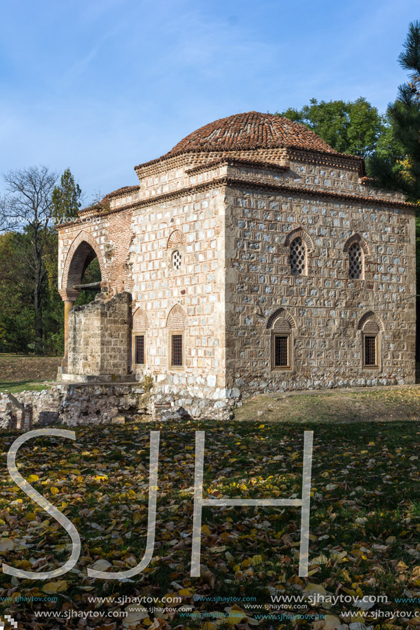 NIS, SERBIA- OCTOBER 21, 2017: Sunset view of Bali Beg Mosque in Fortress of City of Nis, Serbia