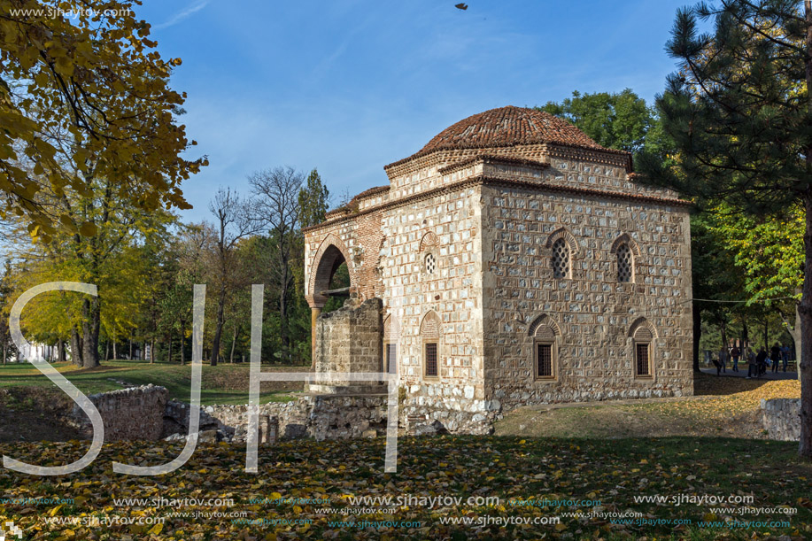 NIS, SERBIA- OCTOBER 21, 2017: Sunset view of Bali Beg Mosque in Fortress of City of Nis, Serbia