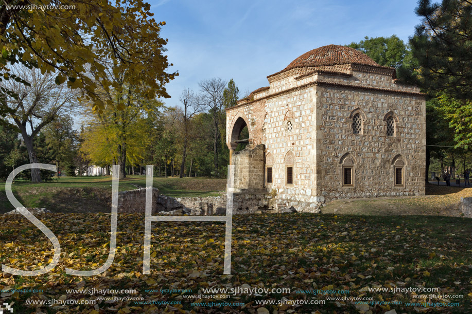 NIS, SERBIA- OCTOBER 21, 2017: Sunset view of Bali Beg Mosque in Fortress of City of Nis, Serbia