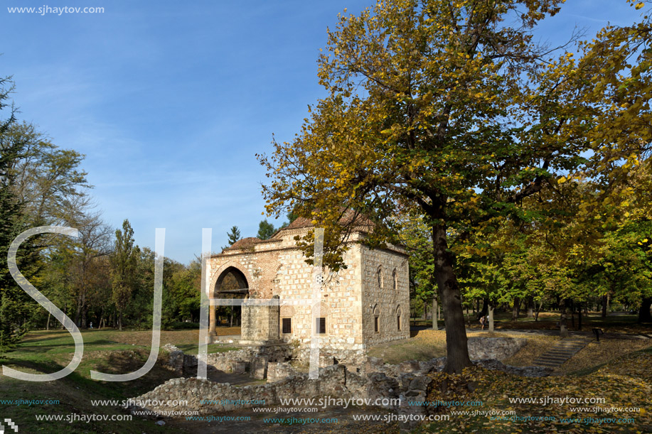 NIS, SERBIA- OCTOBER 21, 2017: Sunset view of Bali Beg Mosque in Fortress of City of Nis, Serbia