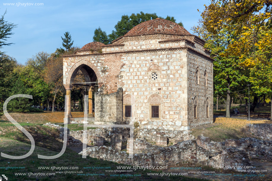 NIS, SERBIA- OCTOBER 21, 2017: Sunset view of Bali Beg Mosque in Fortress of City of Nis, Serbia