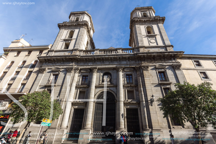 MADRID, SPAIN - JANUARY 23, 2018:  Amazing view of Parish Our Lady Good Advice church in City of Madrid, Spain