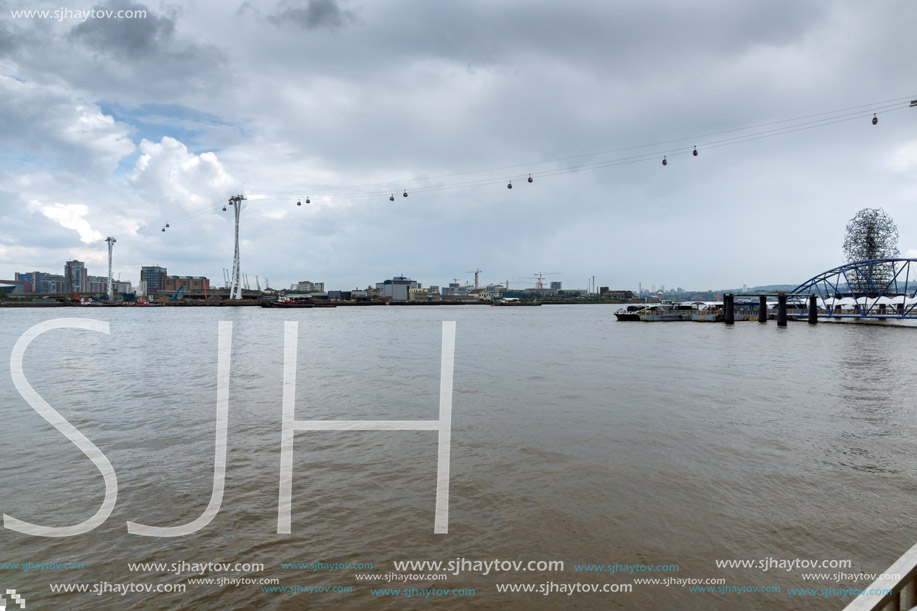 LONDON, ENGLAND - JUNE 17, 2016: Canary Wharf view from Greenwich, London, England, Great Britain