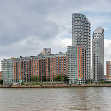 LONDON, ENGLAND - JUNE 17, 2016: Canary Wharf view from Greenwich, London, England, Great Britain