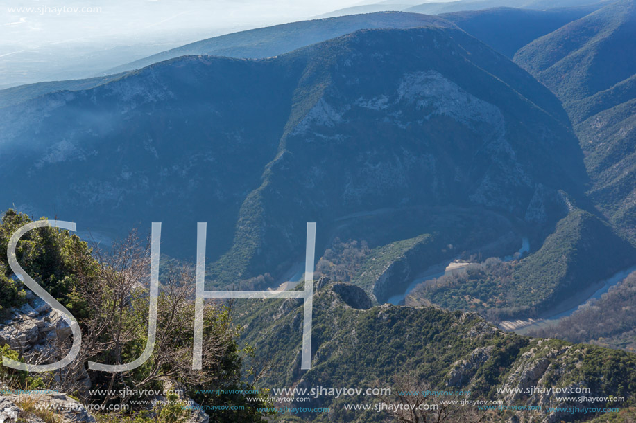 Amazing Landscape of Nestos River Gorge near town of Xanthi, East Macedonia and Thrace, Greece