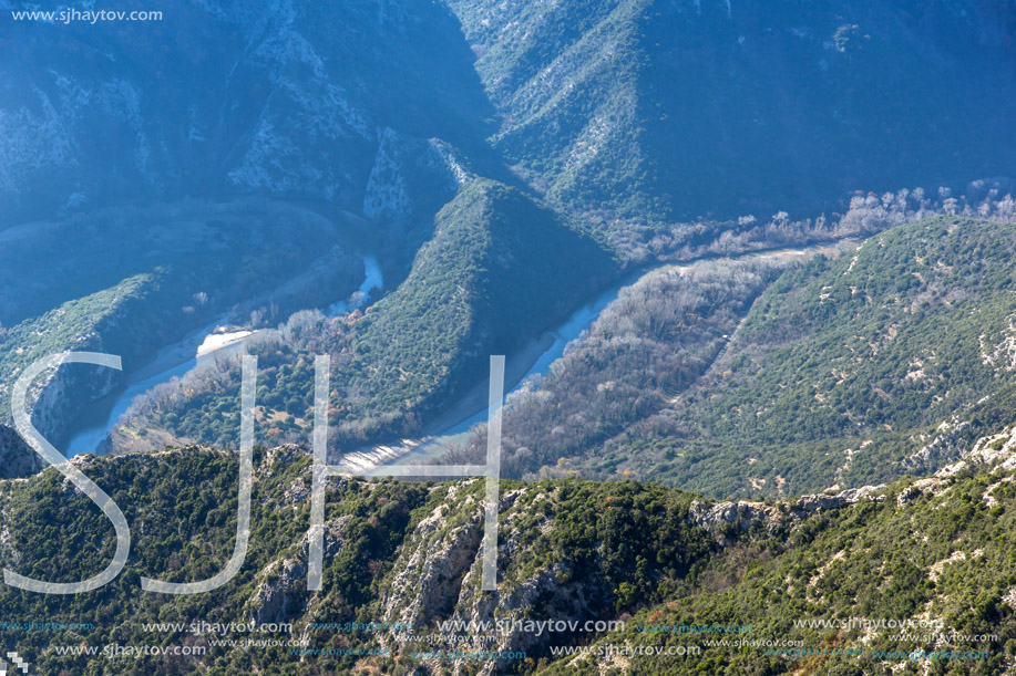 Amazing Landscape of Nestos River Gorge near town of Xanthi, East Macedonia and Thrace, Greece