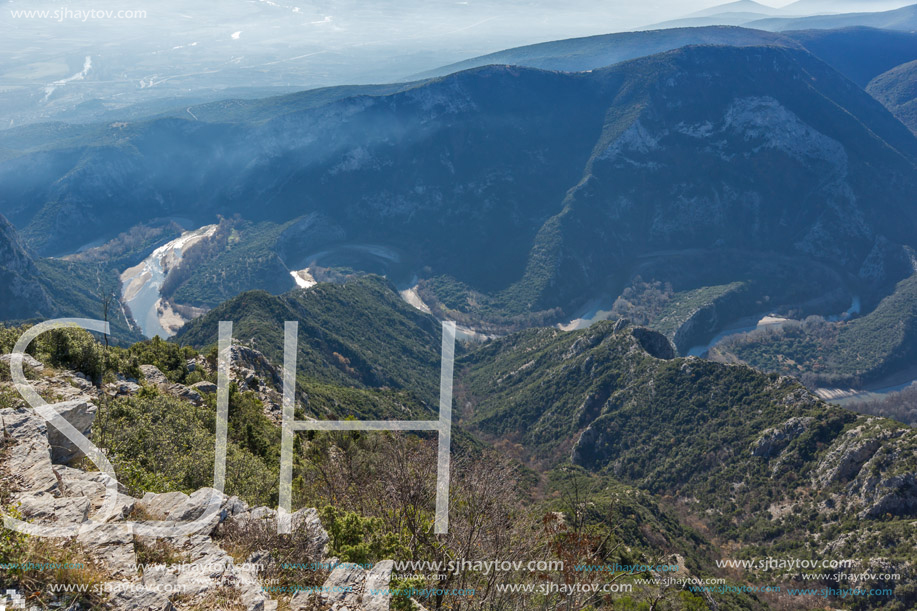 Amazing Landscape of Nestos River Gorge near town of Xanthi, East Macedonia and Thrace, Greece