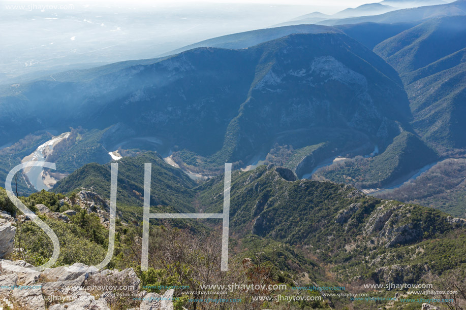 Amazing Landscape of Nestos River Gorge near town of Xanthi, East Macedonia and Thrace, Greece