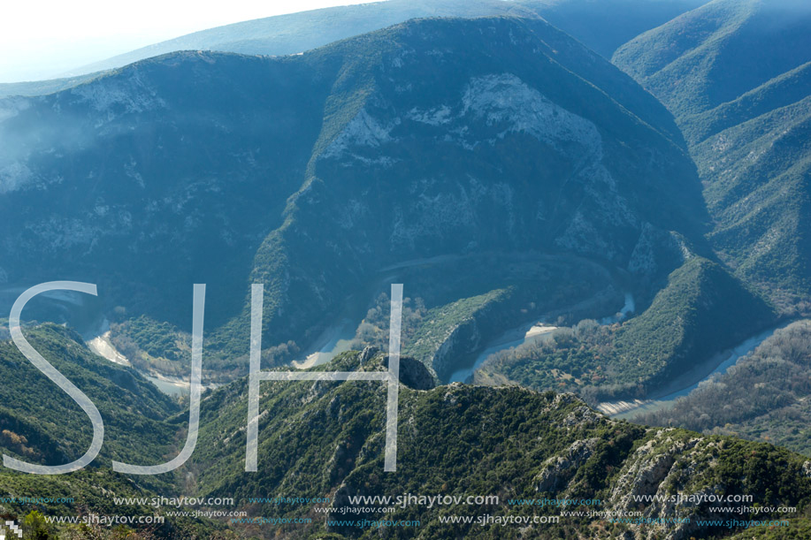 Amazing Landscape of Nestos River Gorge near town of Xanthi, East Macedonia and Thrace, Greece