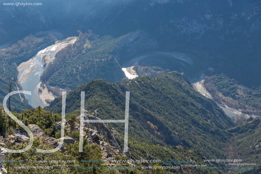 Amazing Landscape of Nestos River Gorge near town of Xanthi, East Macedonia and Thrace, Greece