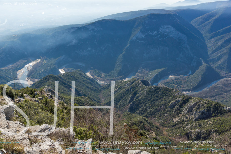 Amazing Landscape of Nestos River Gorge near town of Xanthi, East Macedonia and Thrace, Greece