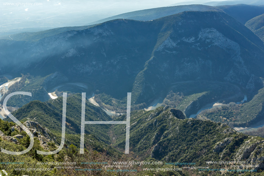 Amazing Landscape of Nestos River Gorge near town of Xanthi, East Macedonia and Thrace, Greece