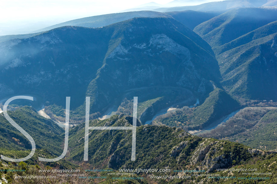 Amazing Landscape of Nestos River Gorge near town of Xanthi, East Macedonia and Thrace, Greece