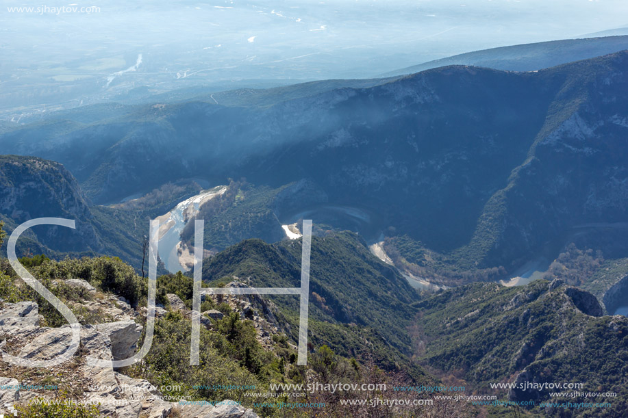 Amazing Landscape of Nestos River Gorge near town of Xanthi, East Macedonia and Thrace, Greece