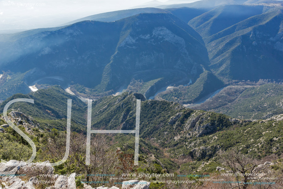 Amazing Landscape of Nestos River Gorge near town of Xanthi, East Macedonia and Thrace, Greece