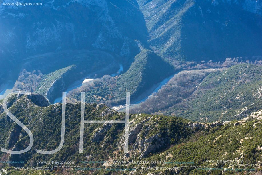 Amazing Landscape of Nestos River Gorge near town of Xanthi, East Macedonia and Thrace, Greece