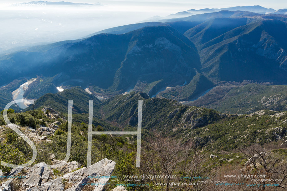 Amazing Landscape of Nestos River Gorge near town of Xanthi, East Macedonia and Thrace, Greece