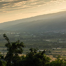 Amazing Sunset Landscape of Petrich Valley from Belasitsa Mountain, Blagoevgrad Region, Bulgaria