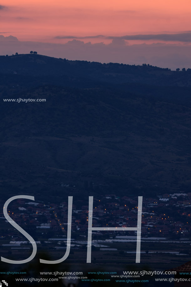 Amazing Sunset Panorama of  Ograzhden Mountain, Blagoevgrad Region, Bulgaria