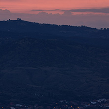Amazing Sunset Panorama of  Ograzhden Mountain, Blagoevgrad Region, Bulgaria