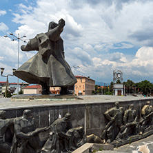 STRUMICA, MACEDONIA - JUNE 21, 2018: Monument of Gotse Delchev at the central square of town of Strumica, Republic of Macedonia