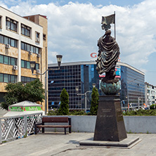 STRUMICA, MACEDONIA - JUNE 21, 2018: Monument of Gotse Delchev at the central square of town of Strumica, Republic of Macedonia
