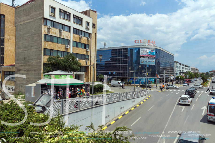 STRUMICA, MACEDONIA - JUNE 21, 2018: Street in the center of town of Strumica, Republic of Macedonia