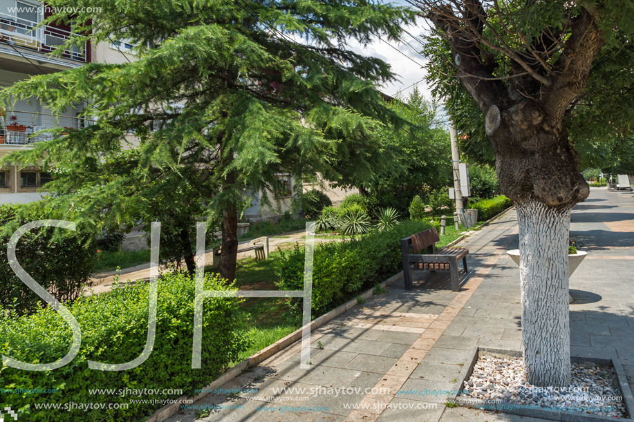 STRUMICA, MACEDONIA - JUNE 21, 2018: Street in the center of town of Strumica, Republic of Macedonia