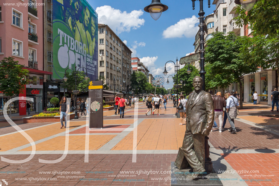 SOFIA, BULGARIA -MAY 20, 2018:  Walking people on Boulevard Vitosha in city of Sofia, Bulgaria