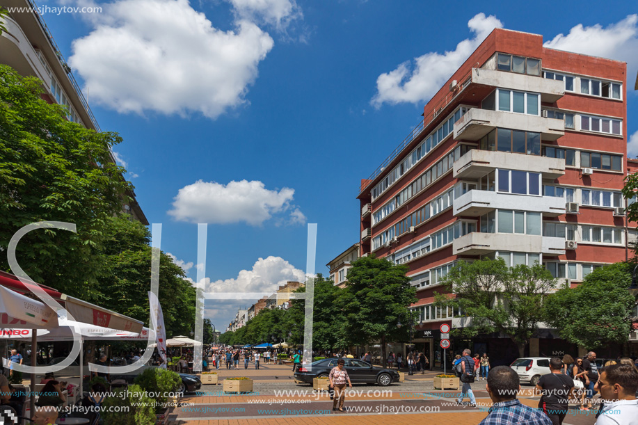 SOFIA, BULGARIA -MAY 20, 2018:  Walking people on Boulevard Vitosha in city of Sofia, Bulgaria