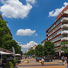 SOFIA, BULGARIA -MAY 20, 2018:  Walking people on Boulevard Vitosha in city of Sofia, Bulgaria