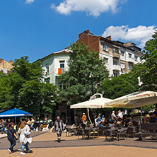 SOFIA, BULGARIA -MAY 20, 2018:  Walking people on Boulevard Vitosha in city of Sofia, Bulgaria