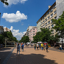 SOFIA, BULGARIA -MAY 20, 2018:  Walking people on Boulevard Vitosha in city of Sofia, Bulgaria