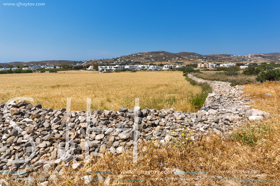 Typical Rural landscape near town of Parakia, Paros island, Cyclades, Greece