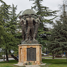 SKOPJE, REPUBLIC OF MACEDONIA - FEBRUARY 24, 2018: Monument and Park in Skopje City Center, Republic of Macedonia