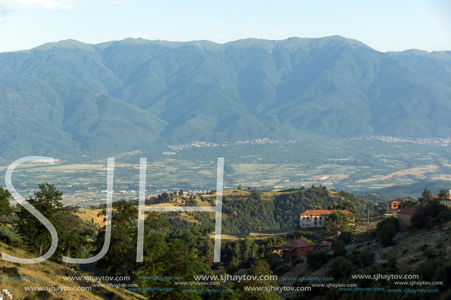 Sunset Landscape of Ograzhden Mountain and Petrich Valley, Blagoevgrad Region, Bulgaria
