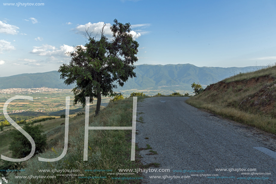 Sunset Landscape of Ograzhden Mountain and Petrich Valley, Blagoevgrad Region, Bulgaria