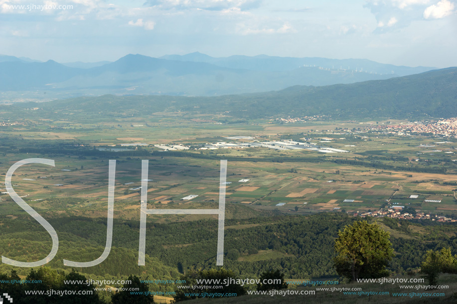 Sunset Landscape of Ograzhden Mountain and Petrich Valley, Blagoevgrad Region, Bulgaria