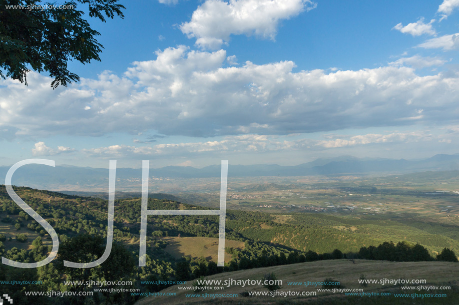 Sunset Landscape of Ograzhden Mountain and Petrich Valley, Blagoevgrad Region, Bulgaria