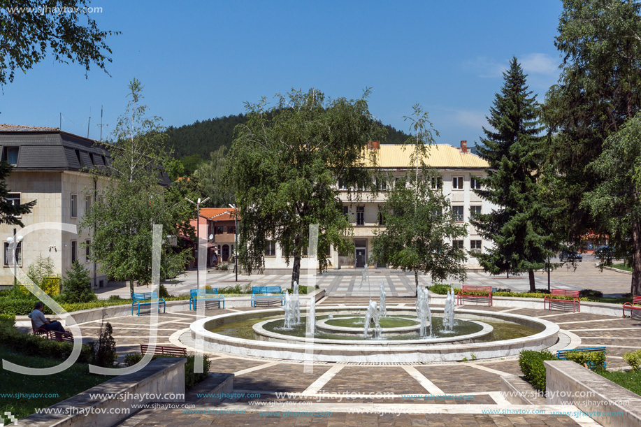 GODECH, BULGARIA - JULY 14, 2014: The center of town of Godech, Sofia Region, Bulgaria