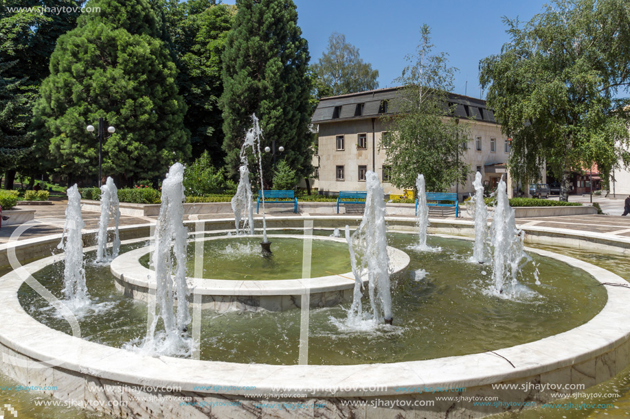 GODECH, BULGARIA - JULY 14, 2014: The center of town of Godech, Sofia Region, Bulgaria