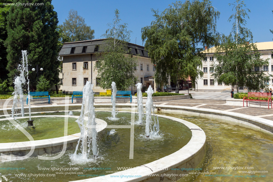 GODECH, BULGARIA - JULY 14, 2014: The center of town of Godech, Sofia Region, Bulgaria