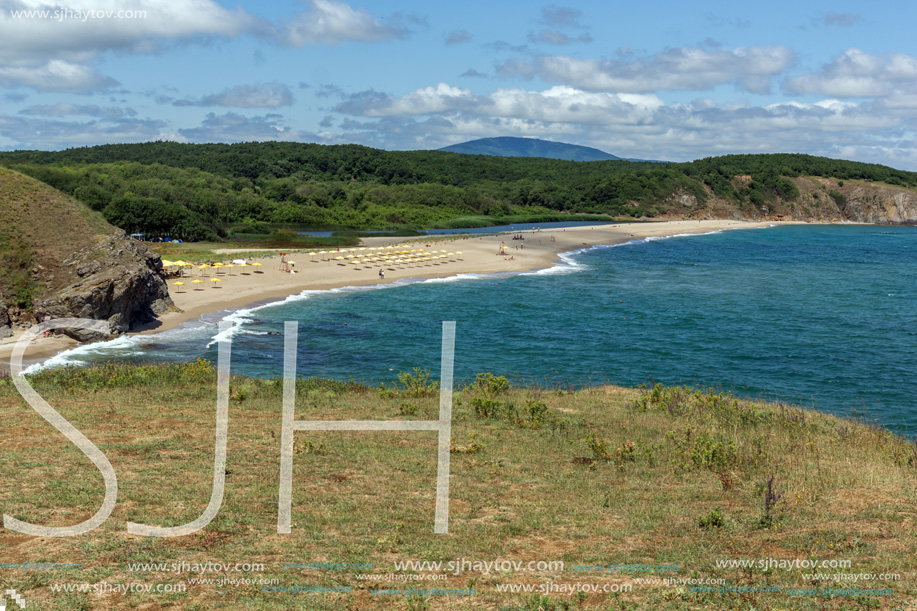 Landscape with beach at the mouth of the Veleka River, Sinemorets village, Burgas Region, Bulgaria