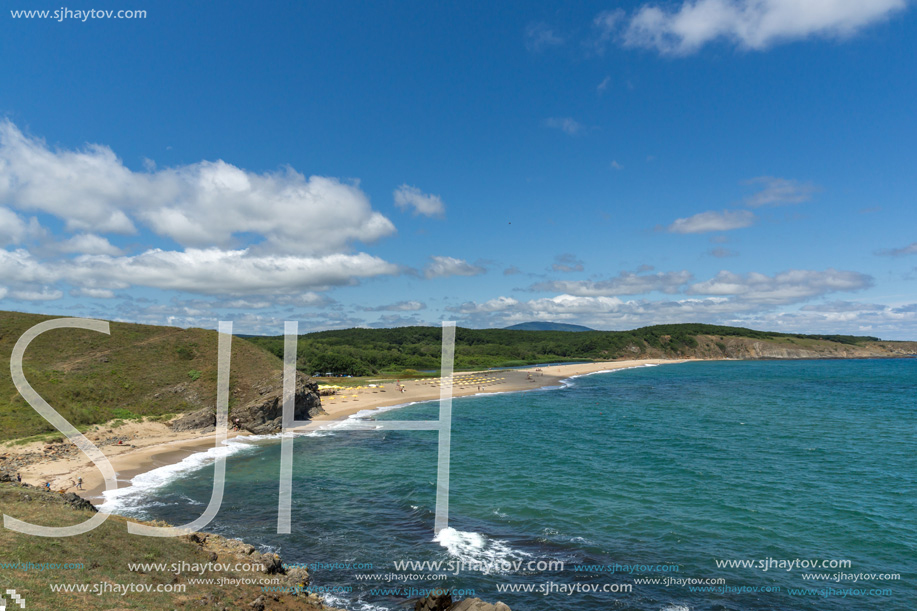 Landscape with beach at the mouth of the Veleka River, Sinemorets village, Burgas Region, Bulgaria