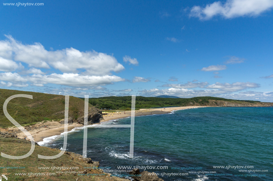 Landscape with beach at the mouth of the Veleka River, Sinemorets village, Burgas Region, Bulgaria