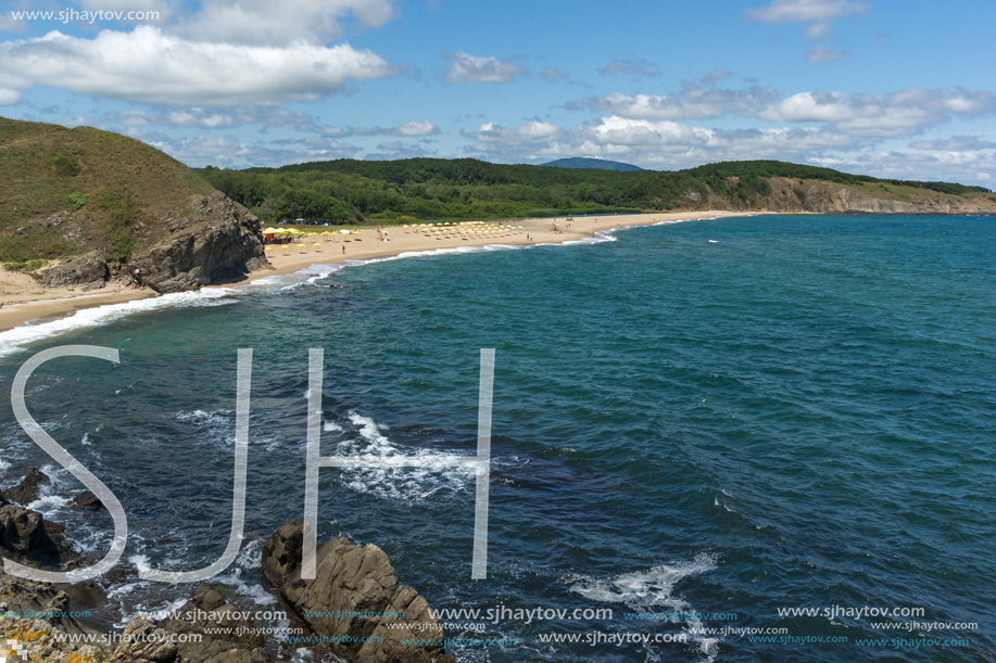 Landscape with beach at the mouth of the Veleka River, Sinemorets village, Burgas Region, Bulgaria