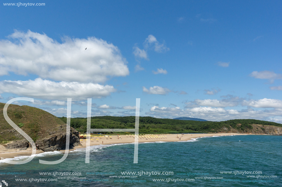 Landscape with beach at the mouth of the Veleka River, Sinemorets village, Burgas Region, Bulgaria