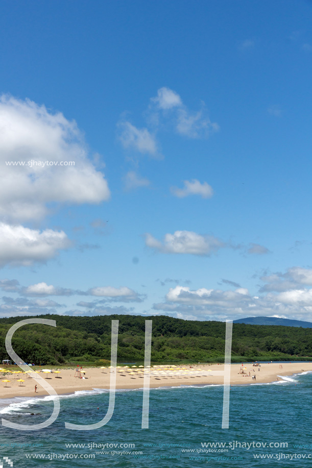 Landscape with beach at the mouth of the Veleka River, Sinemorets village, Burgas Region, Bulgaria