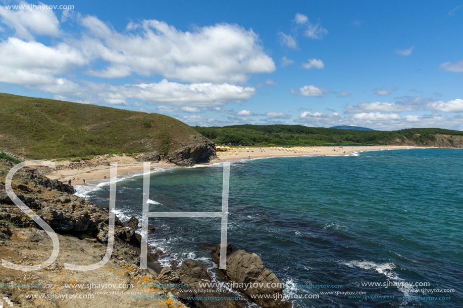 Landscape with beach at the mouth of the Veleka River, Sinemorets village, Burgas Region, Bulgaria